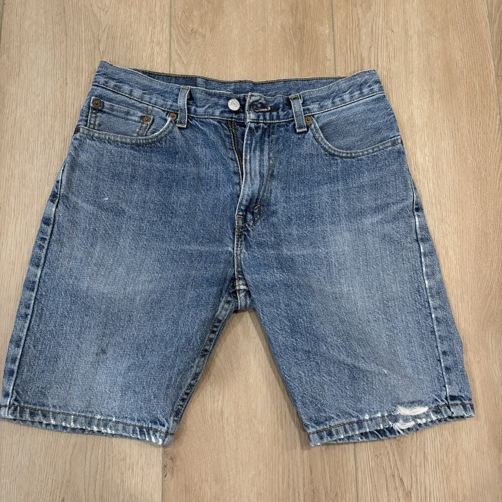 Levi's 505 Jean Shorts Men’s Regular Fit Blue Denim Jorts Bermuda Long 29